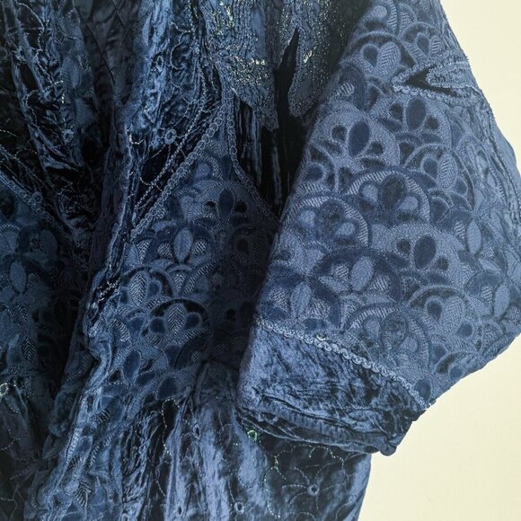 Vintage O'Rocco Blue Velvet Embellished Embroidered Maximalist Jacket L - Picture 5 of 8